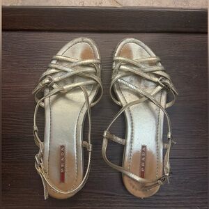 Prada Gold Sandals